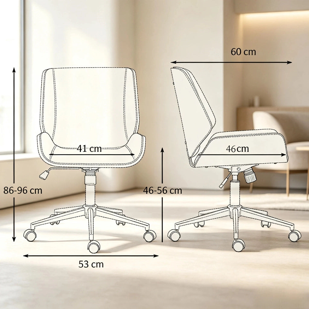 Sedia da ufficio ergonomica nera e marrone scuro, girevole e regolabile