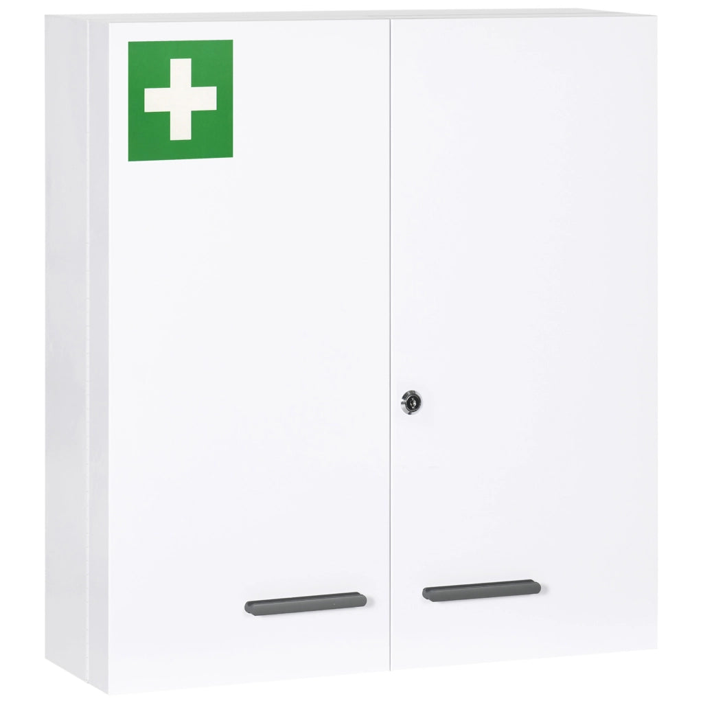 Armadietto per Medicinali 6 Ripiani con Serratura e 2 Chiavi 55x18x60 cm, Mobiletto Primo Soccorso Bianco Pratico e Salvaspazio