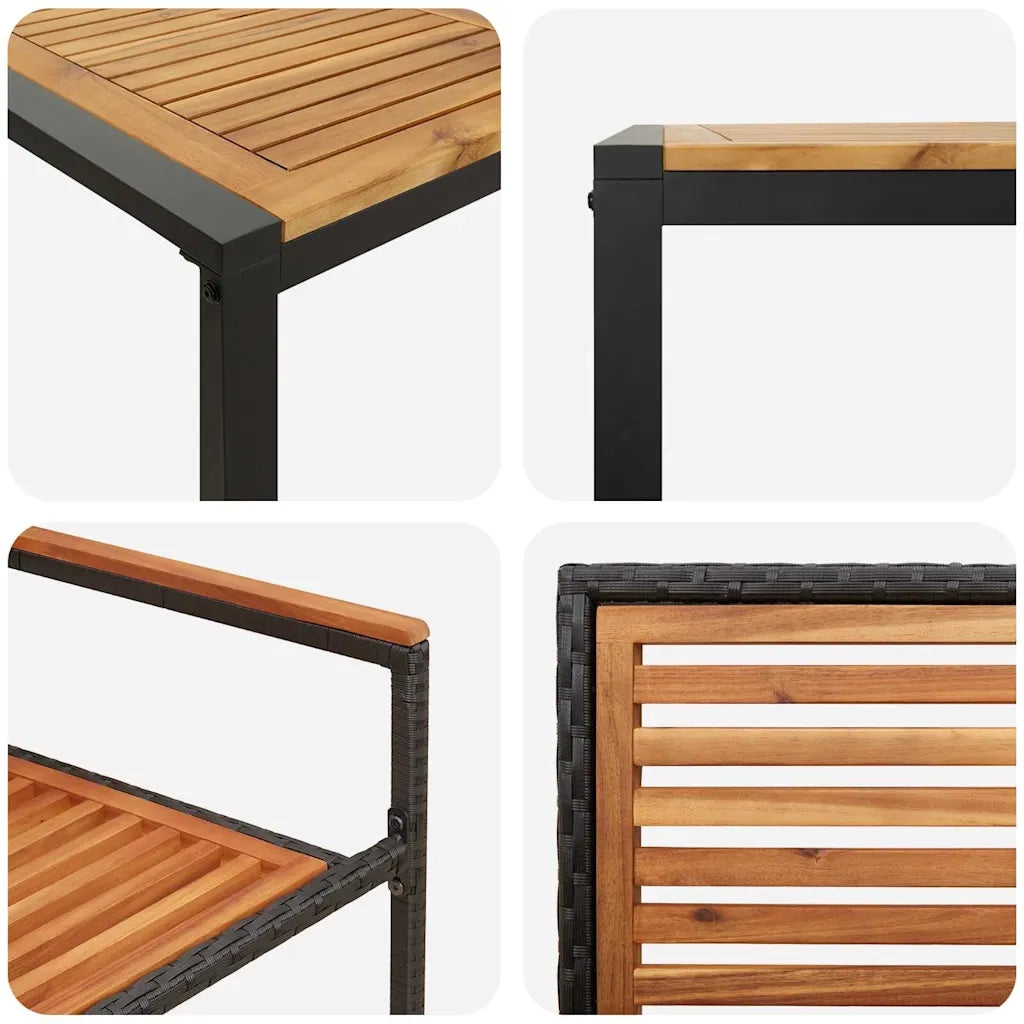 Set da Pranzo per Giardino 7 pcs Nero e Marrone polyrattan 3365484