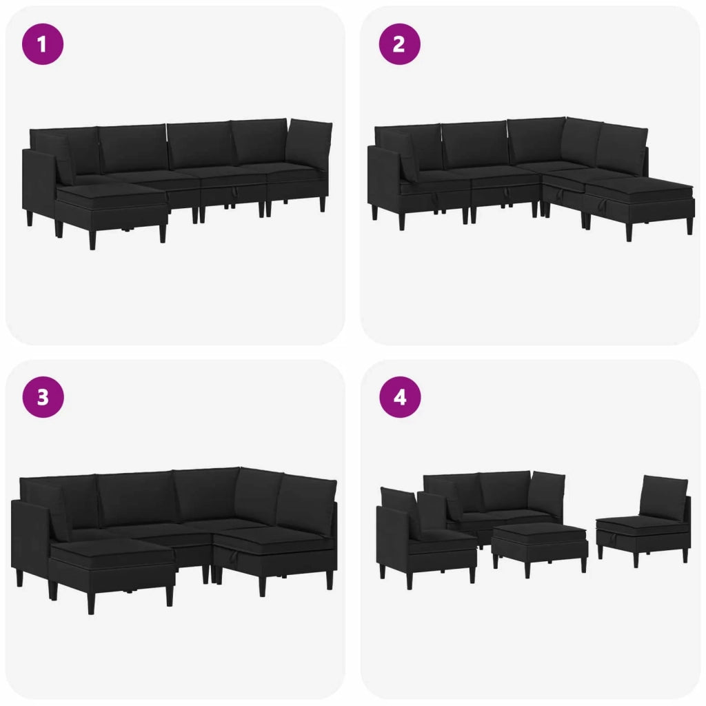 Set di mobili per il soggiorno 5 pcs Nero Tessuto 3413811