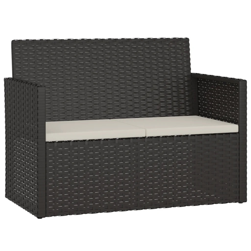 Panca da Giardino con Cuscini Nera 105 cm in Polyrattan 362316