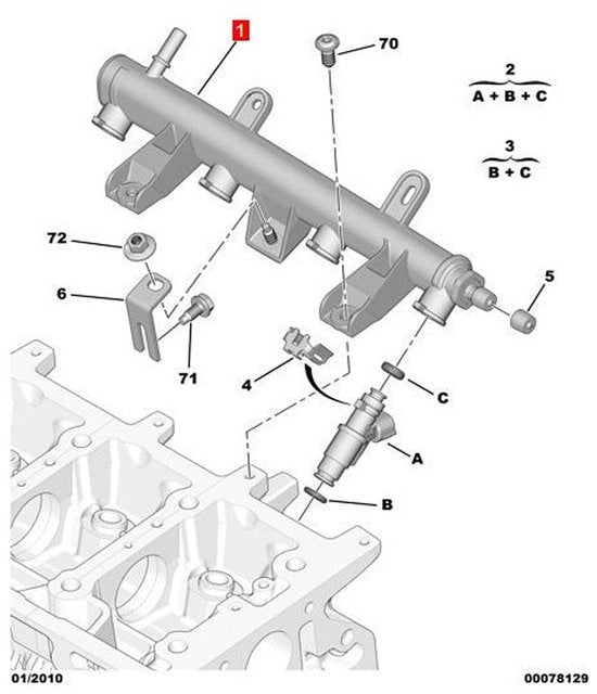 Verricchiatore di carburante per 206/207 - Codice OE 198542 - Materiale Metallo/Plastica - Migliorata efficienza di combustione - 1 x iniettore di carburante - Rail di iniezione