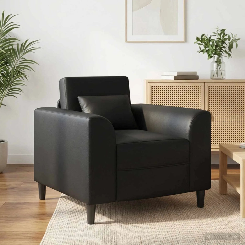 Divano Sedia-Poltrona-Poltroncina Nero Similpelle