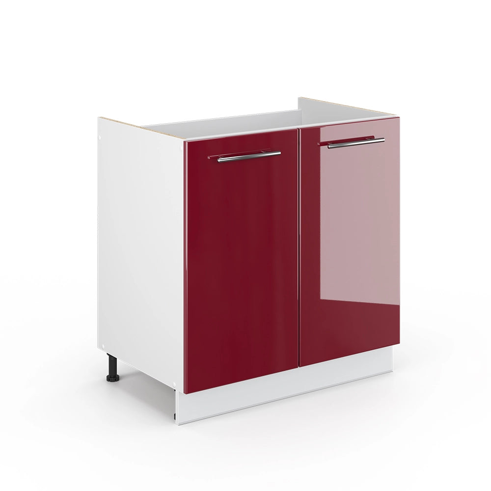 Vicco Mobile sottolavabo per bagno Rosso bordeaux lucido 80 x 82 cm senza piano di lavoro