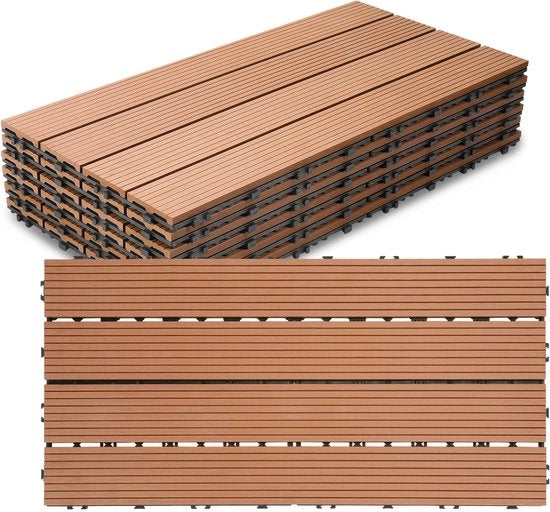 36 Pannelli Terrastegati Pannelli Terrastegati 30x60 cm, piastrelle composite resistenti per terrazza marrone