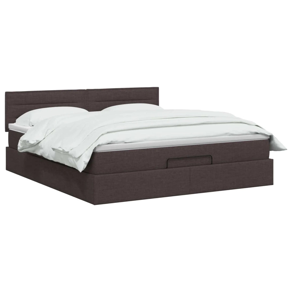 Letto Ottomano con Materasso e LED Marrone Scuro 140 x 190 cm 3456825