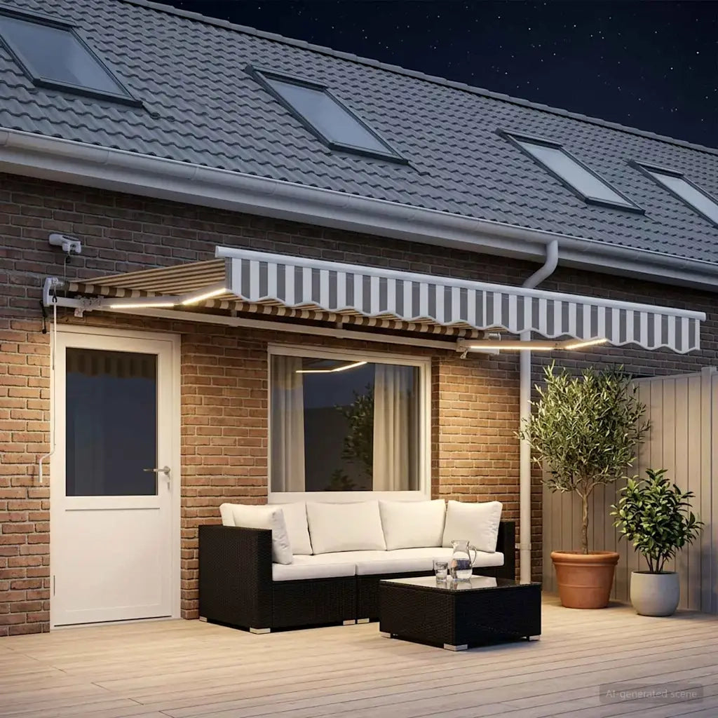 Tenda retrattile Grigio chiaro e bianco 450 × 300 cm Poliestere 3426180