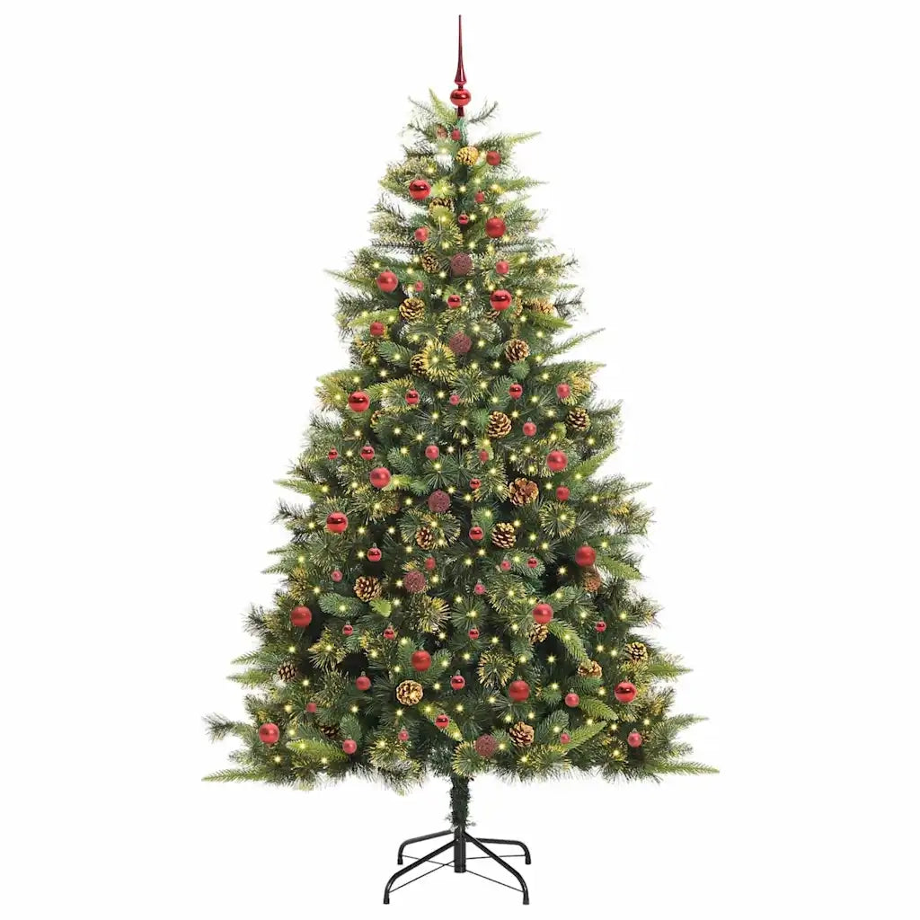 Albero di Natale artificiale pieghevole con coni Verde 240 cm 3395107