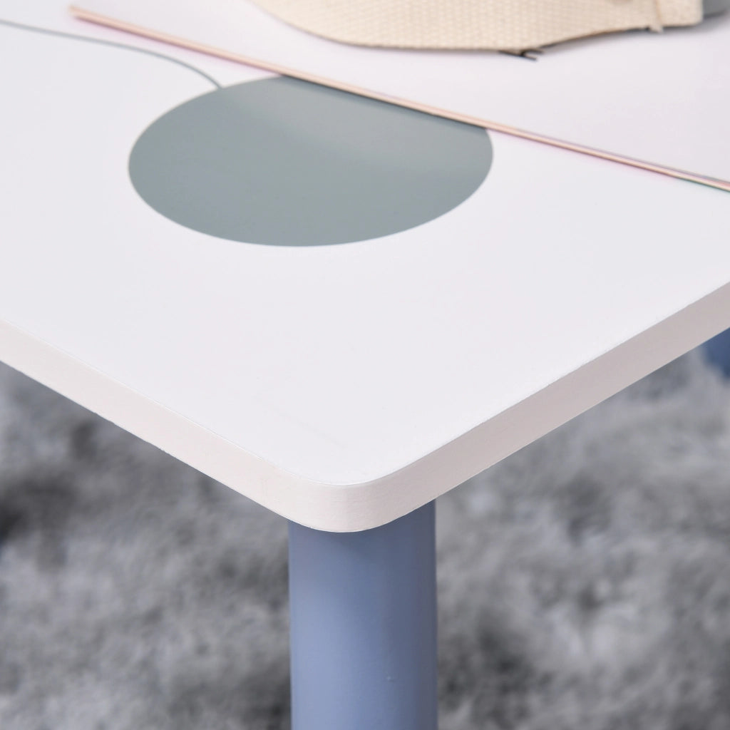 Tavolo Bambini con Sedie ¨C zephmum ¨C Legno Azzurro e Bianco