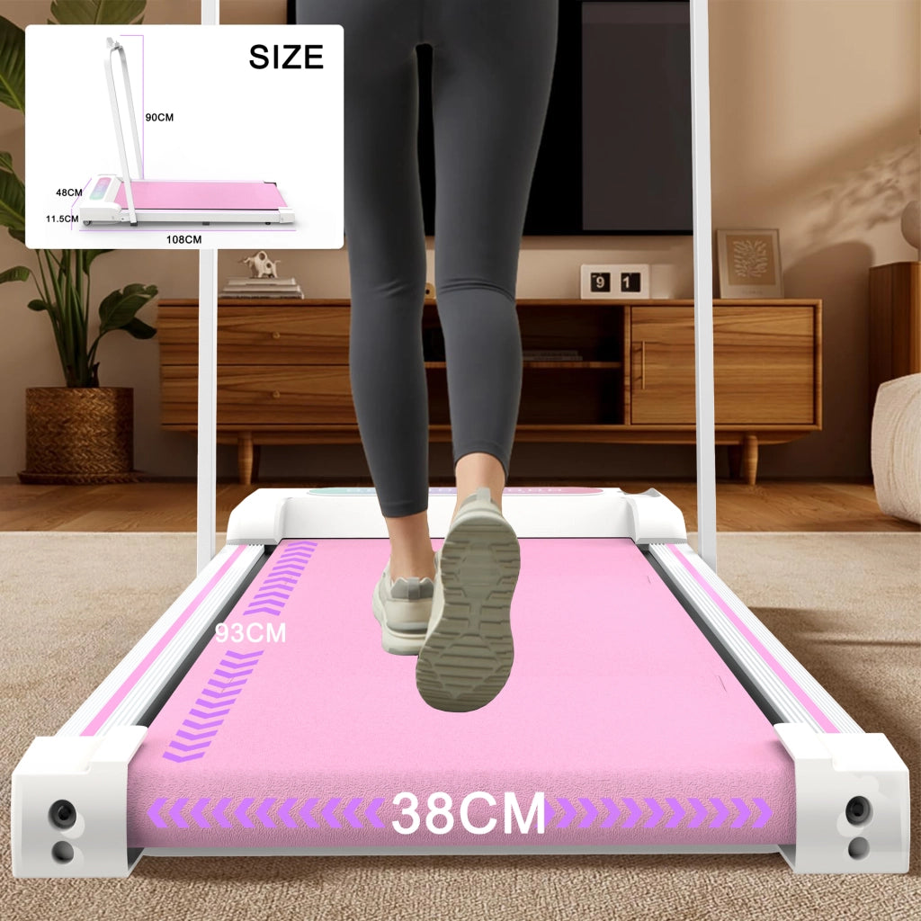 Tapis roulant pieghevole 3 in 1 con corrimano rimovibili motore 2.5 PS rosa velocità 1–8 km/h portata 120 kg