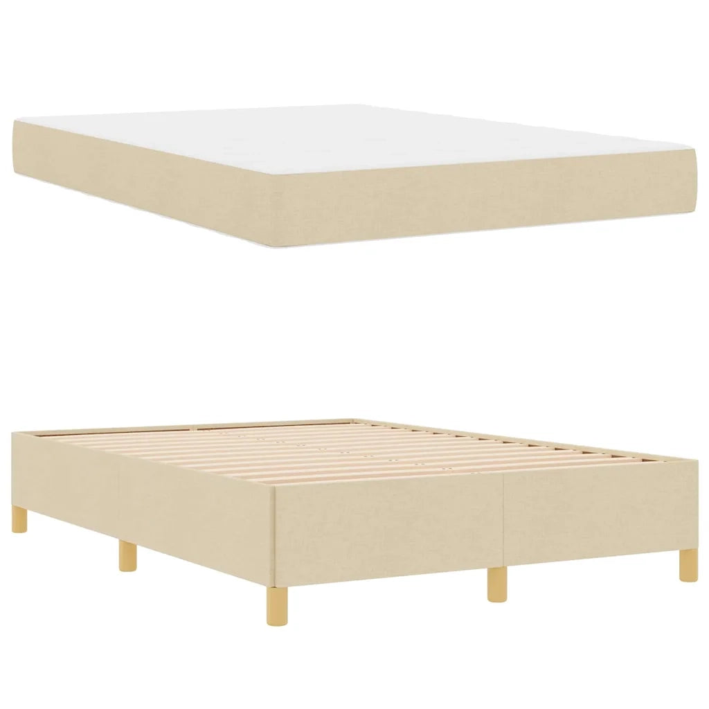Struttura del letto con materasso Crema 140 x 190 cm Tessuto