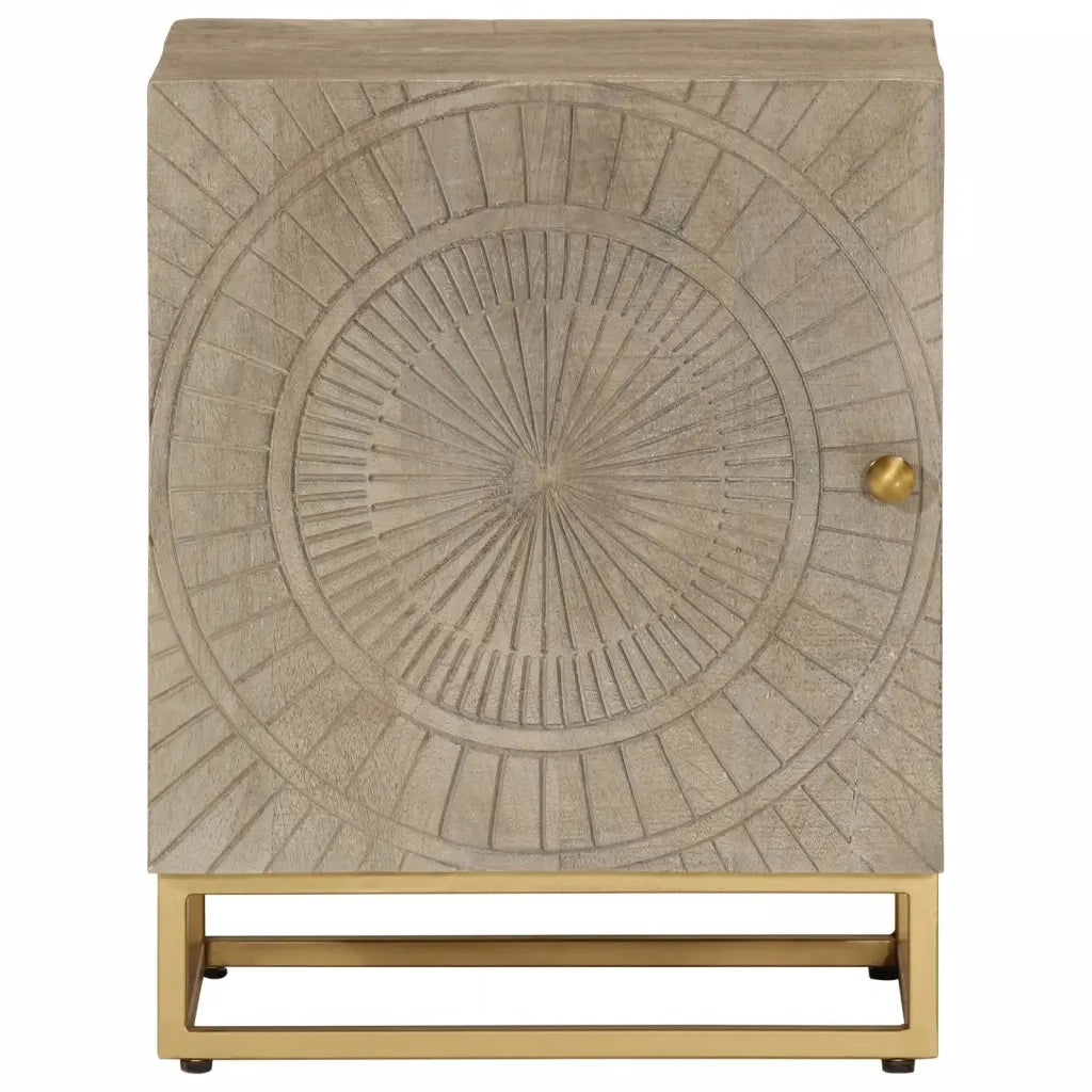 Comodino-Tavolino da notte 40x30x50 cm in Legno Massello di Mango e Ferro 752359