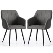 Set di 2 Sedie imbottite con cuciture quadrate LUXANO Grafite gambe nere tessuto Lumos