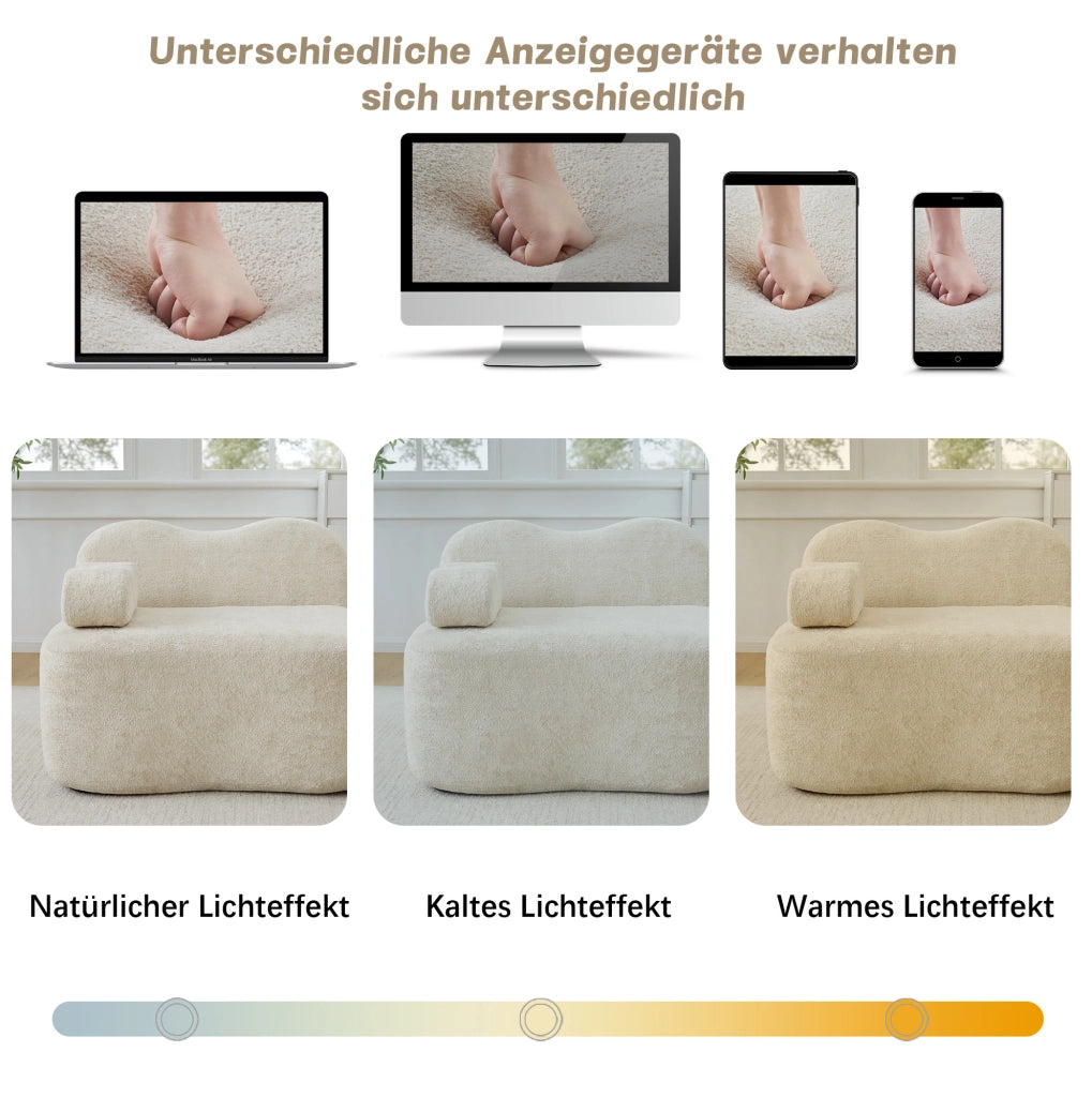 Pouf in velluto beige DESMIU per soggiorno confortevole