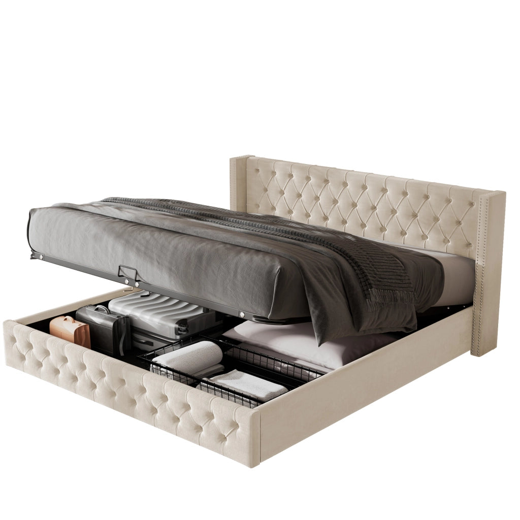 Letto imbottito 140x200 beige - Xylo