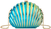 Borsa Acrilica Mini con Catena e Pendenti, Blu Turquoise