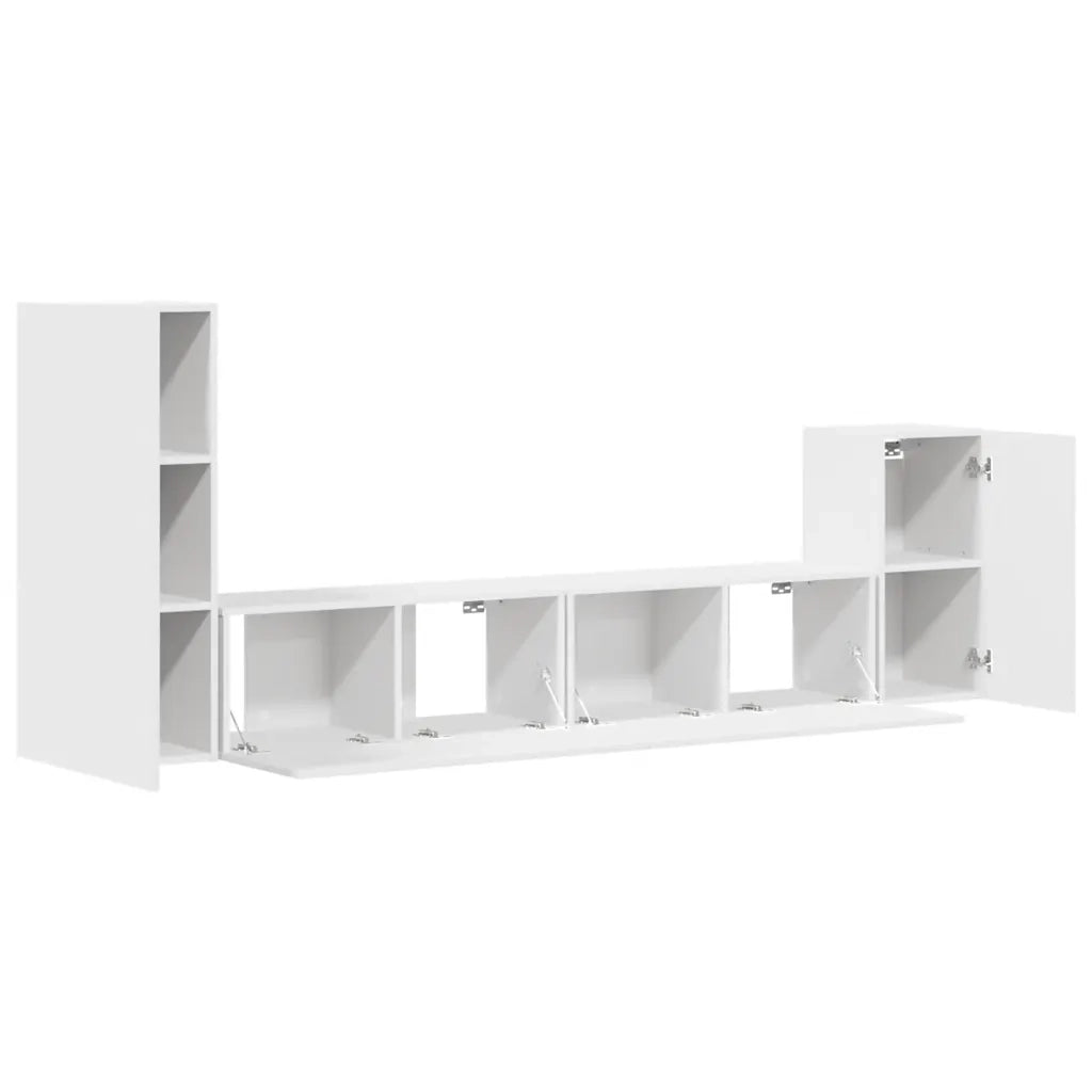 Set di Mobili Porta TV 4 pz-Credenza per TV Bianco in Legno Multistrato 395751