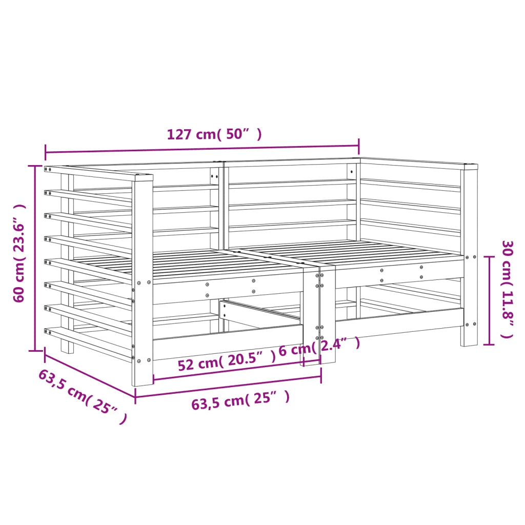 Divano componibile-Divani Angolari da Giardino 2 pz in Legno Massello di Pino 122793
