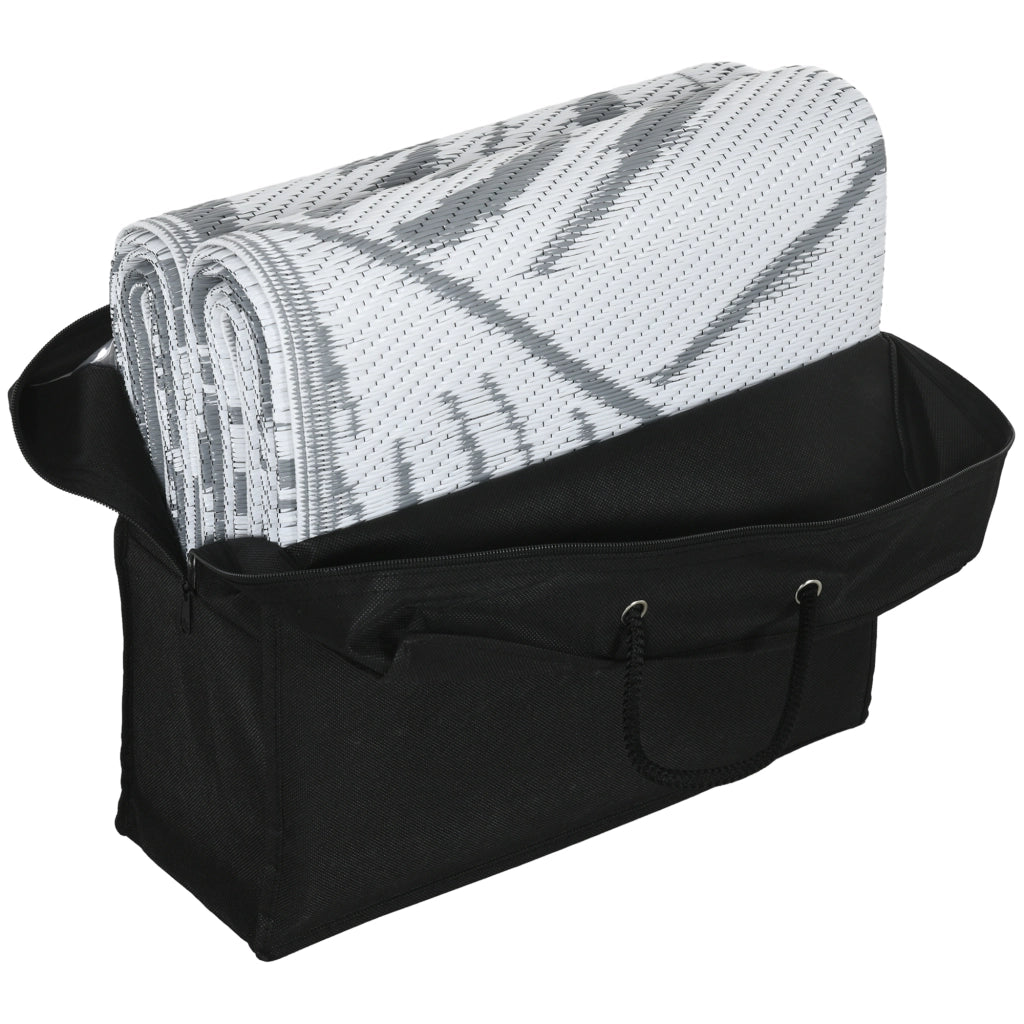 Tappeto da esterno reversibile in plastica grigio 182 × 274 cm impermeabile con borsa per campeggio e giardino