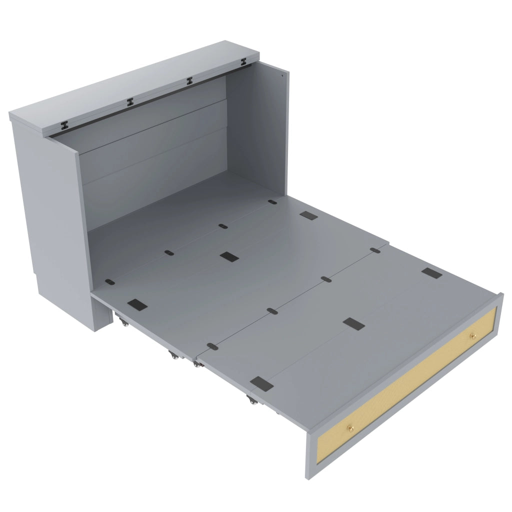 Letto a scomparsa 140 × 200 cm 2 posti con cassetto; USB e presa; senza materasso; in MDF; grigio