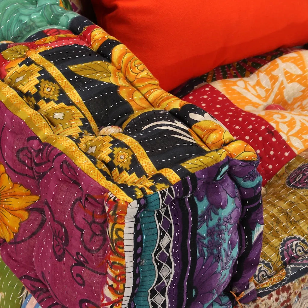 Pouf Modulare a 2 Posti in Tessuto Patchwork 244987