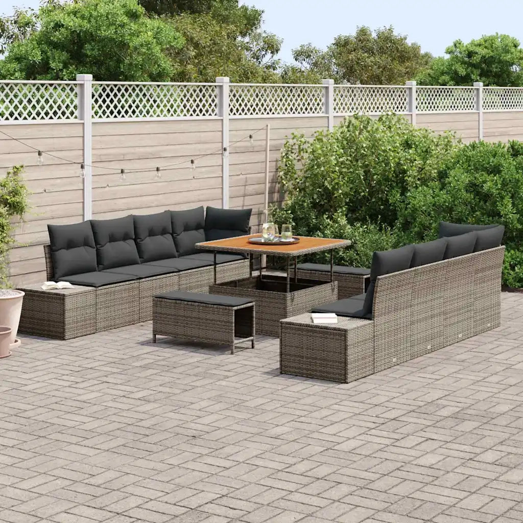Set Divano da Giardino con cuscino 11 pcs Grigio polyrattan 3362768