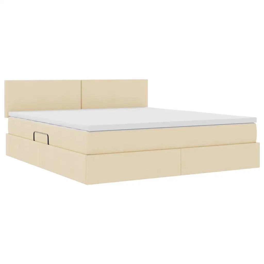 Letto con contenitore e materasso Crema 160 x 200 cm