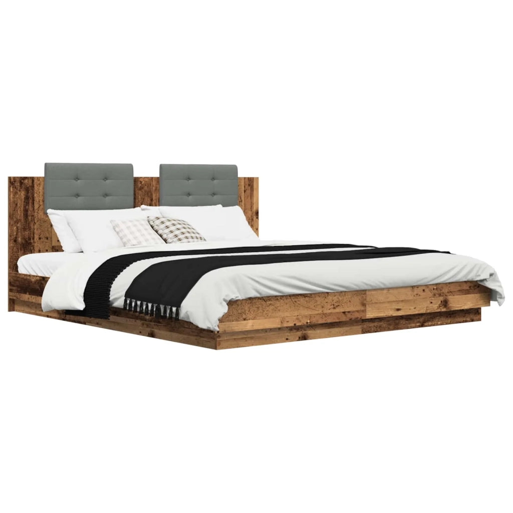 Letto matrimoniale | Letto per adulti | Struttura letto con testata Legno vecchio 200 x 200 cm