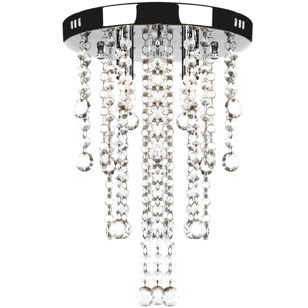Lampadario in Metallo Bianco con Perline in Cristallo 241382