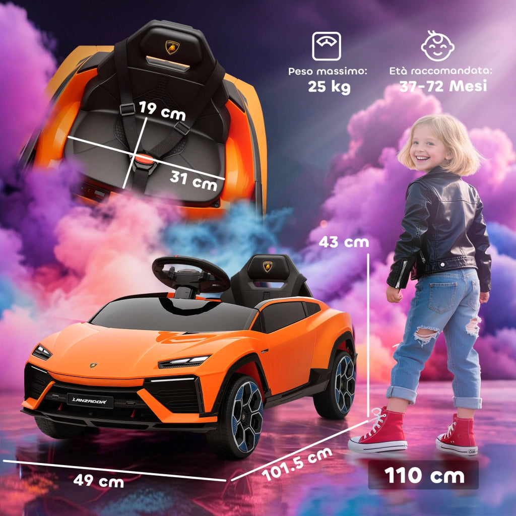 Macchina Elettrica Lamborghini ¨C Xylo ¨C Arancione con Telecomando 101.5x49x43 cm