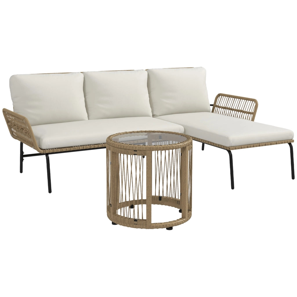 SET MOBILI DA GIARDINO 3 PEZZI Rattan Crema