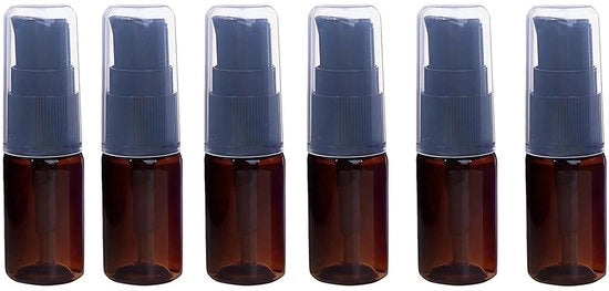 Set di flaconi riutilizzabili 10ml - 6 pezzi - PET - colore marrone - flaconi per viaggio - set per viaggiatore