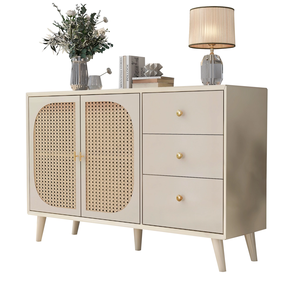 Credenza Porta TV con Ante e Cassetti ¨C Xylo ¨C Bianco Offwhite, 120 cm