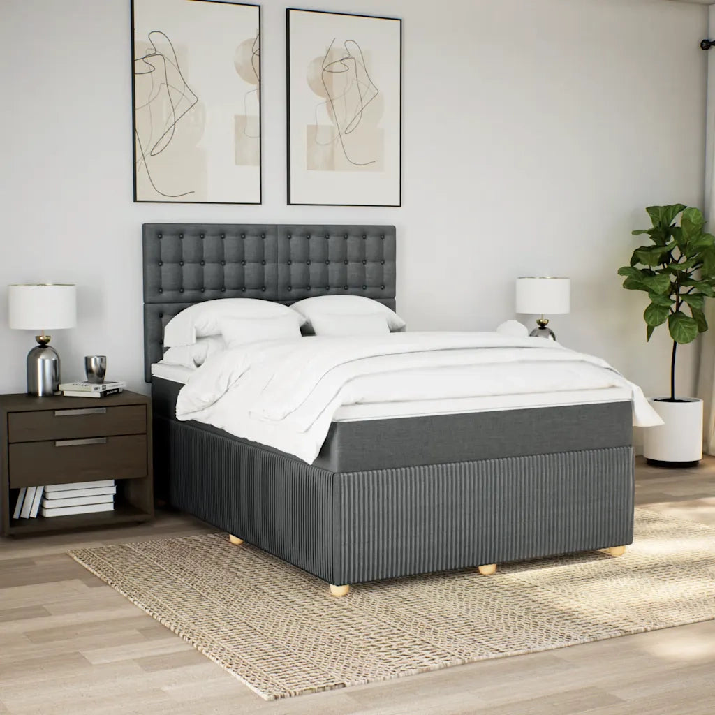 Giroletto a Molle con Materasso Grigio Scuro 140x200cm Tessuto 3294394