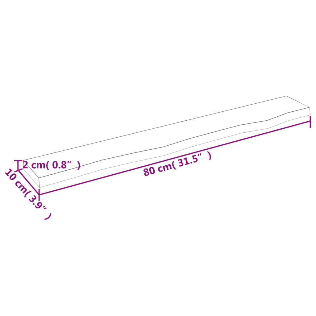 Ripiano a Parete 80x10x2 cm Legno Massello Rovere Non Trattato 363536
