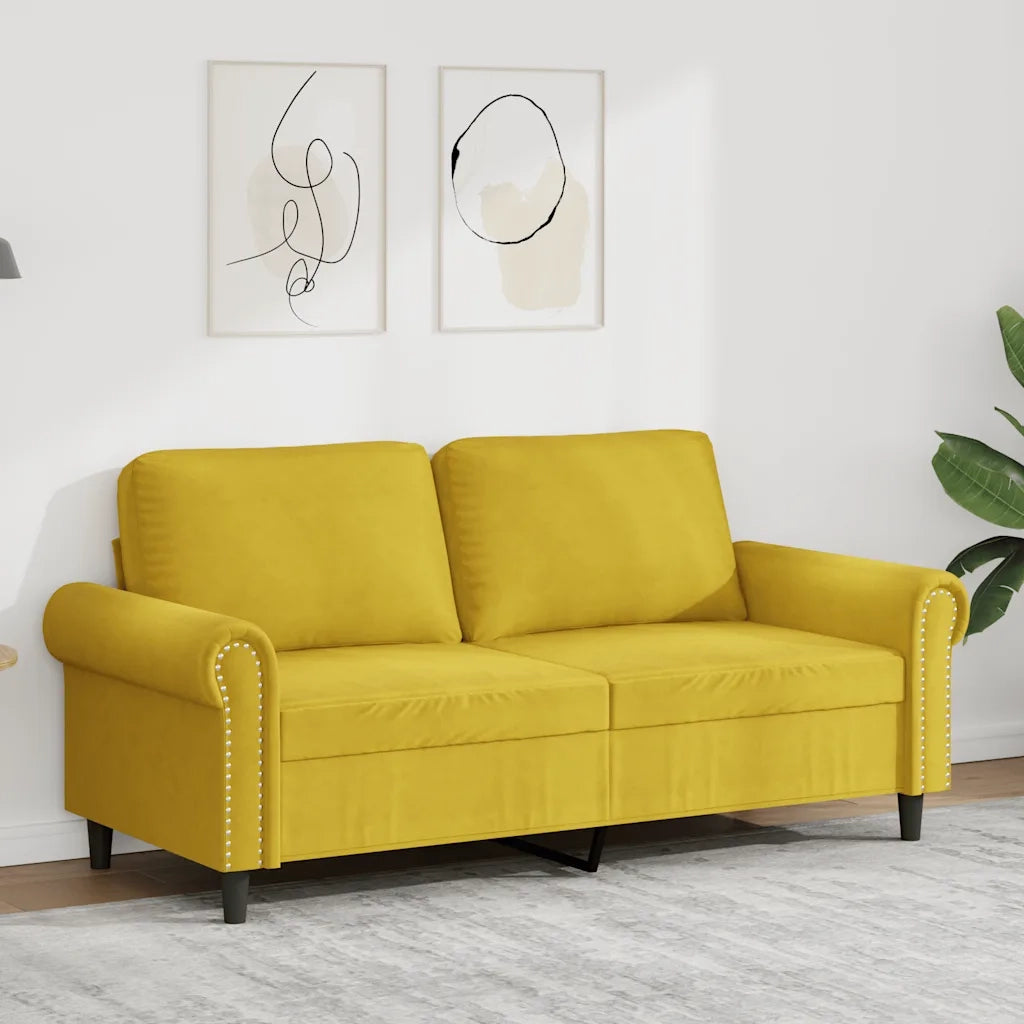 Divano a 2 Posti giallo 140 cm in Velluto 359535