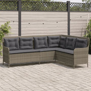 Divano da Giardino con Cuscini a L-Sofa da Giardino-Divano da esterno Grigio in Polyrattan