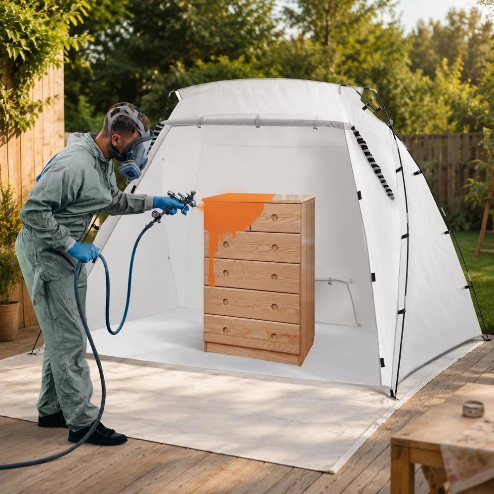 DIY Spray Paint Booth, Protective Tent, White, 228 X 158 X 158 Cm, 210D Oxford Fabric, Portable Spray Paint Stand, DIY Hobby Painting Station With Ventilation Openings