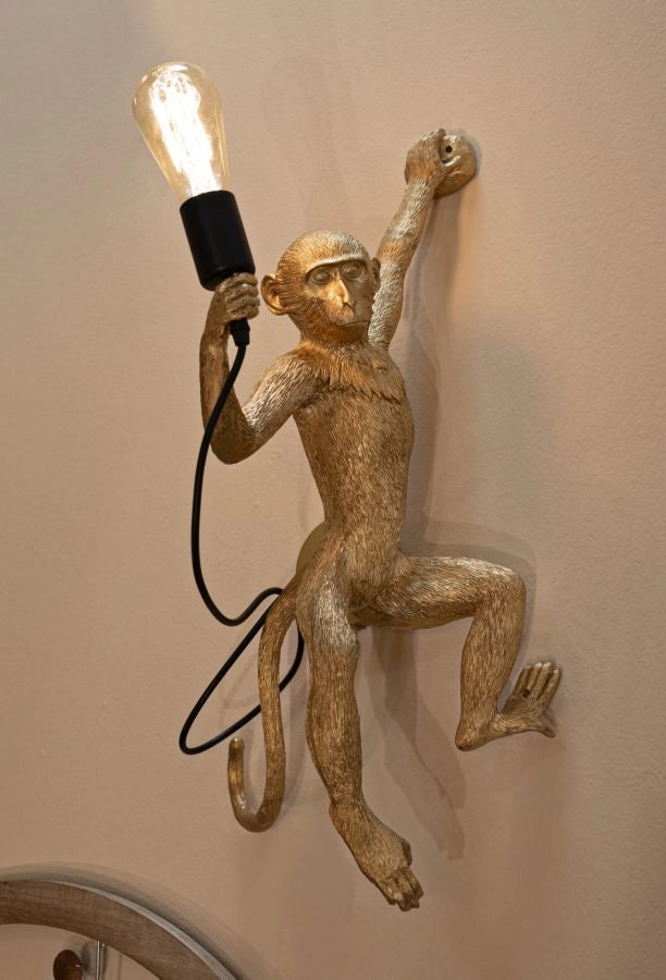 Lampada da Muro Monkey Oro 32x32x64 cm in Resina Oro