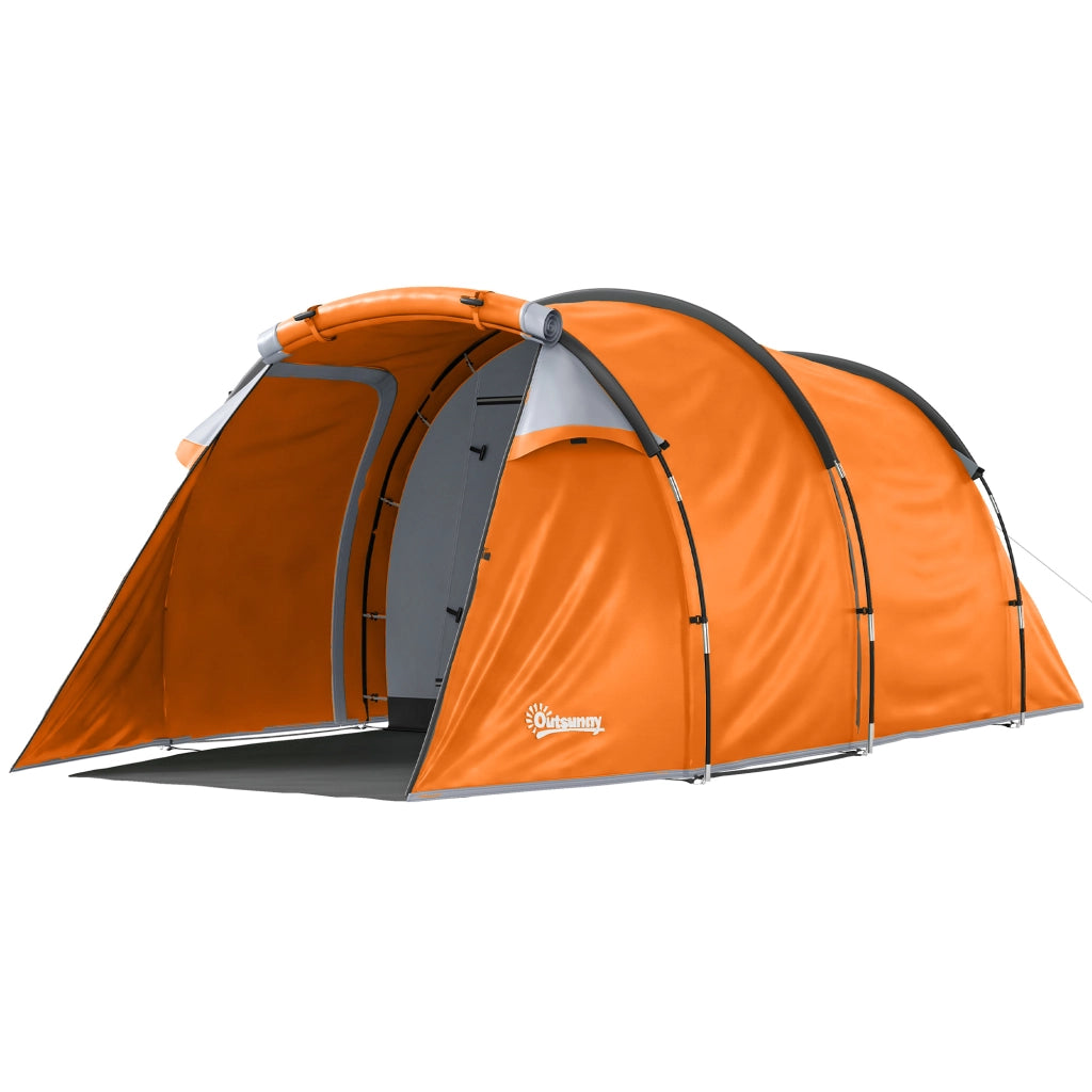 Tenda da campeggio a tunnel per 2 persone con veranda e gancio lampada, impermeabile 2000 mm, arancione