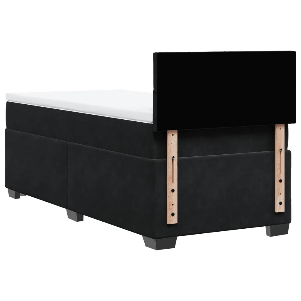 Giroletto a Molle con Materasso-Struttura Letto Nero 90x200 cm in Velluto 730745