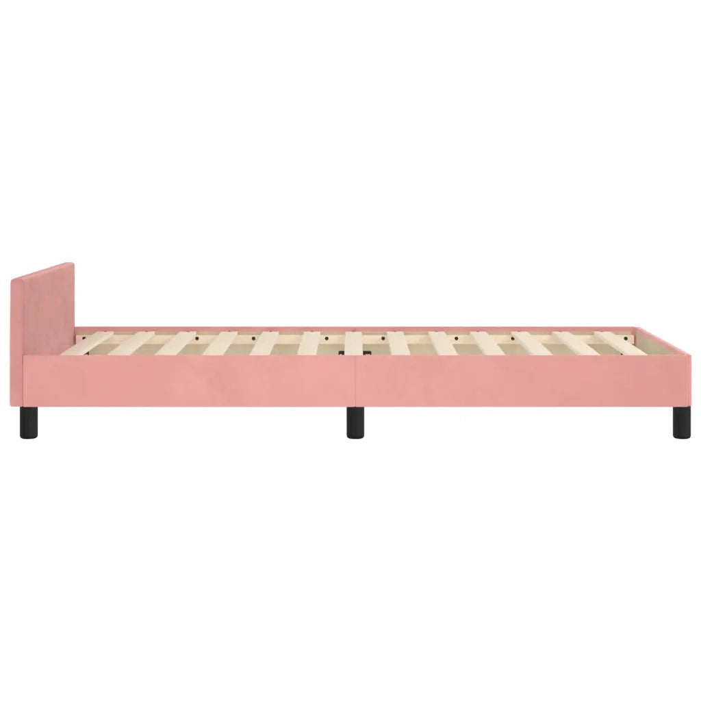 Letto singolo | Letto per adulti | Giroletto con Testiera Rosa 80x200 cm in Velluto