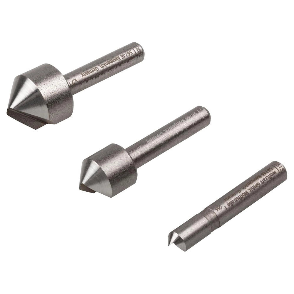 Set 3 Svasatori Legno Plastica Metallo per Trapano ø 6, 12, 16 mm Wolfcraft