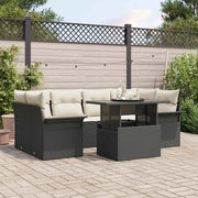 Set Divano da Giardino con cuscino 7 pcs Nero Poly Rattan 3348213