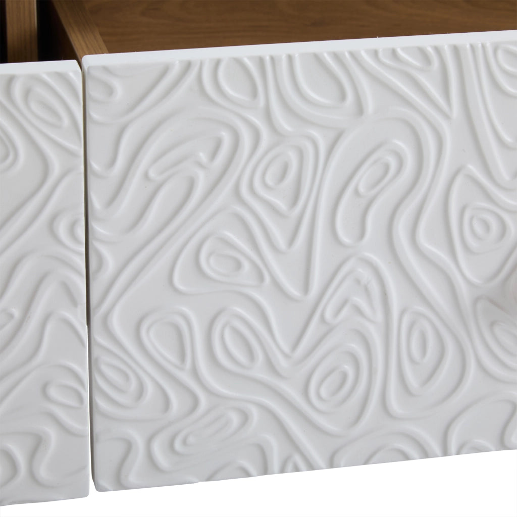 MOBILE TV 150x39x35 cm Bianco e Legno con 3 Cassetti