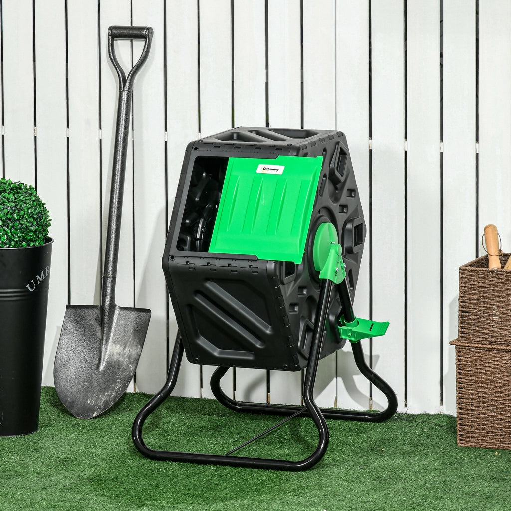 Compostiera 65 Litri Rotante ¨C Minimal ¨C Verde e Nero