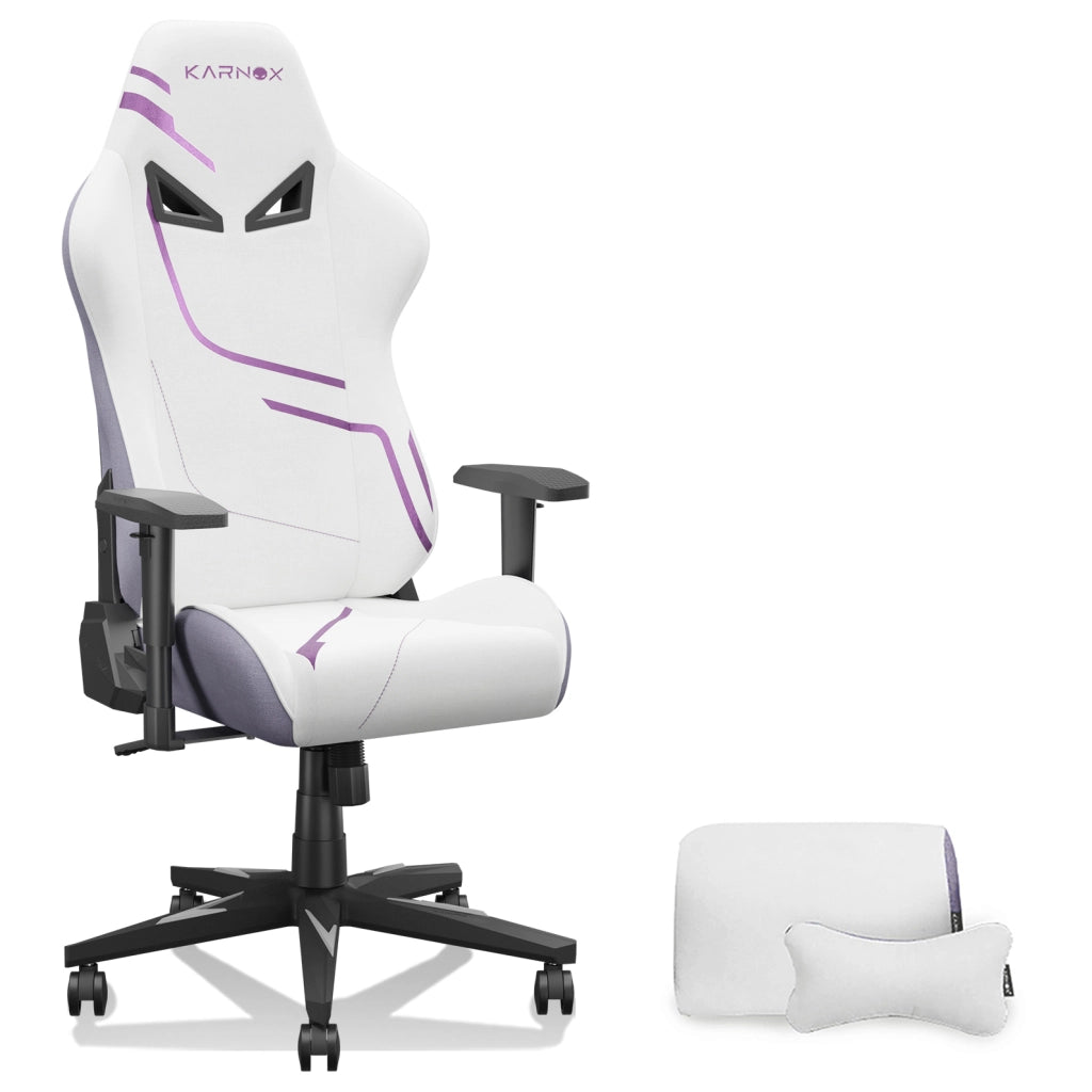 Karnox Sedia Gaming Ergonomica in Tessuto Bianca e Viola