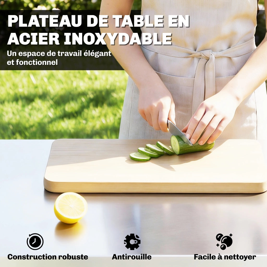Carrello Barbecue con Piano di Lavoro ¨C Minimal ¨C Argento Acciaio Inox 85x60x92 cm