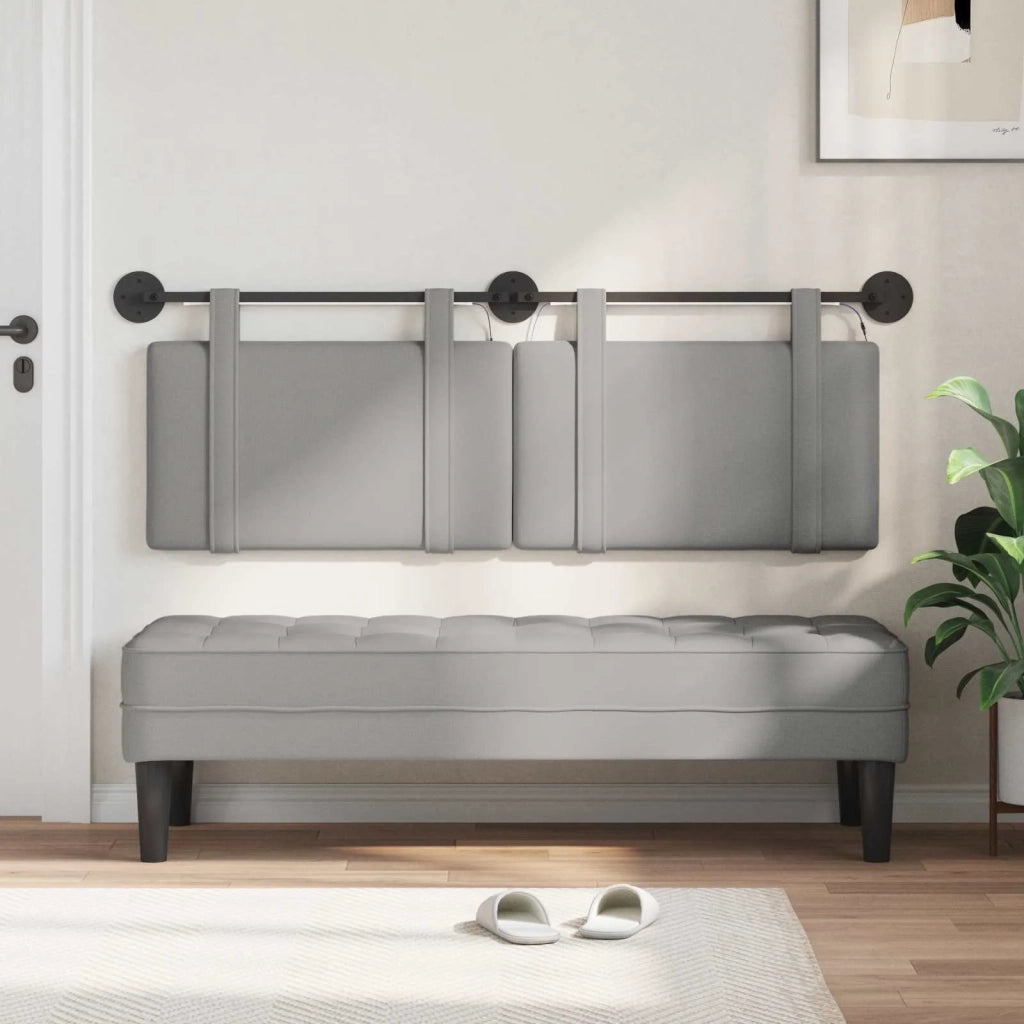 Testiera sospesa Con luce LED Grigio Nuvola Tessuto 3423906