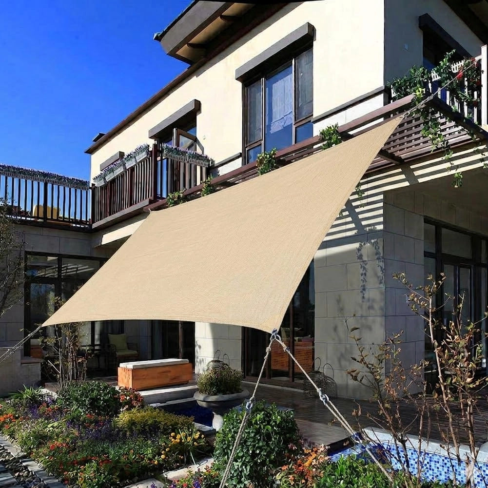 Tenda Vela Parasole 3 x 4 Metri Rettangolare Telo Ombreggiante da Giardino Ecru